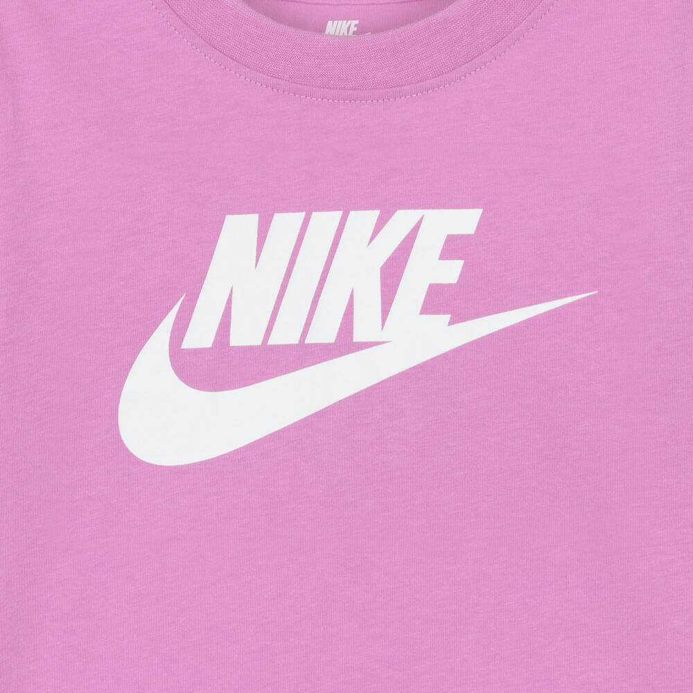Nike-Girls Purple Jersey Boxy T-Shirt with Swoosh Logo | Childrensalon