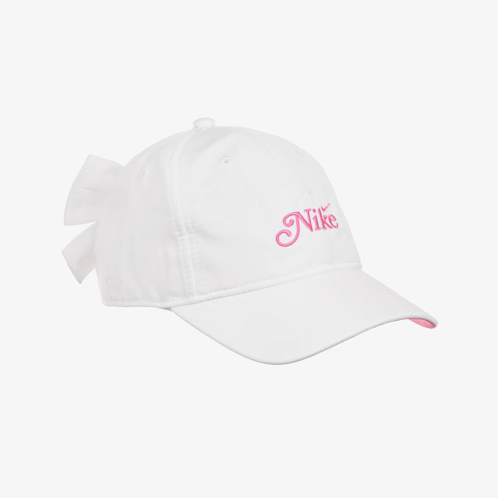 Nike-Girls White Dri-FIT Cap with Bow | Childrensalon
