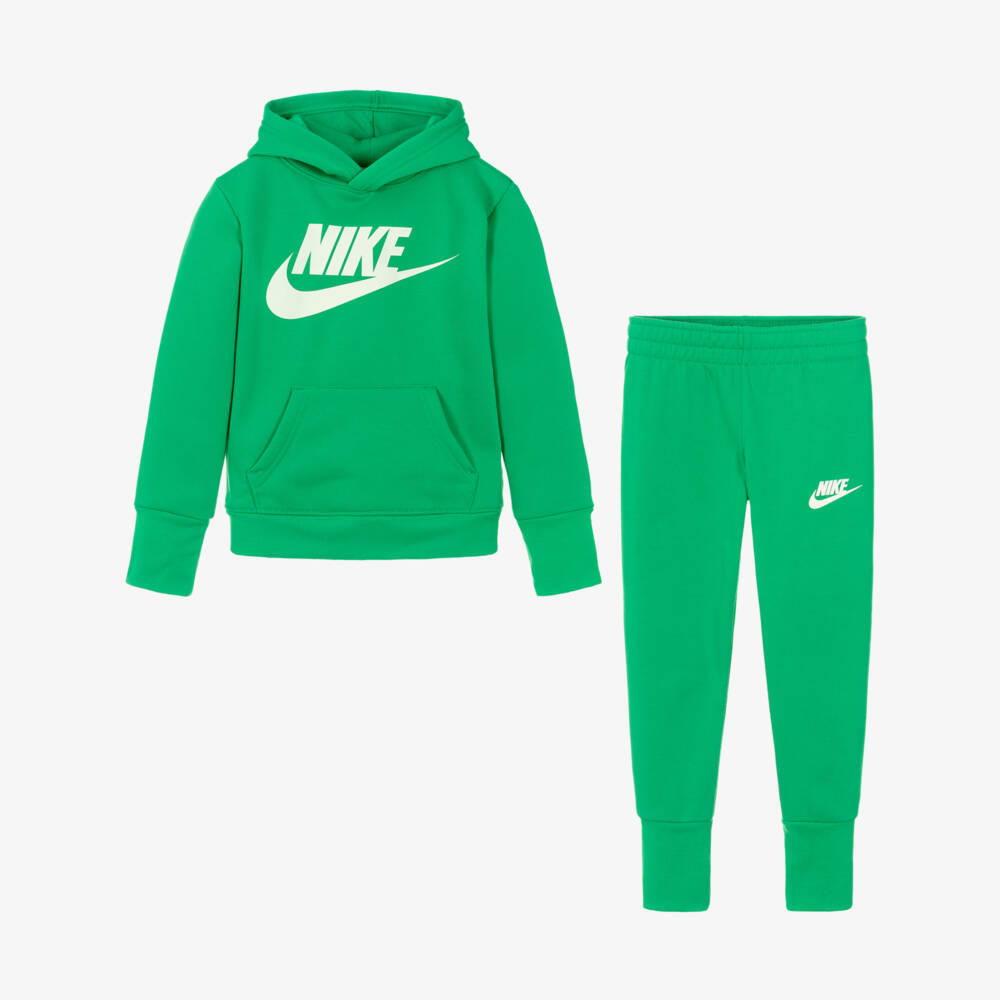 Nike-Green Hooded Swoosh Logo Tracksuit | Childrensalon