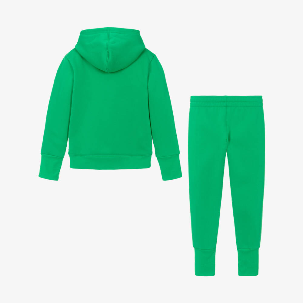 Nike-Green Hooded Swoosh Logo Tracksuit | Childrensalon