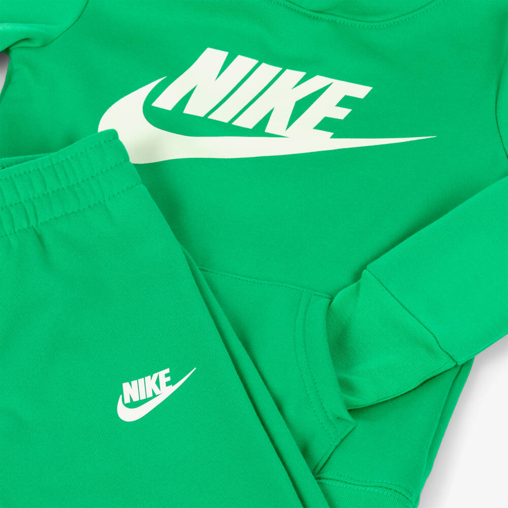 Nike-Green Hooded Swoosh Logo Tracksuit | Childrensalon