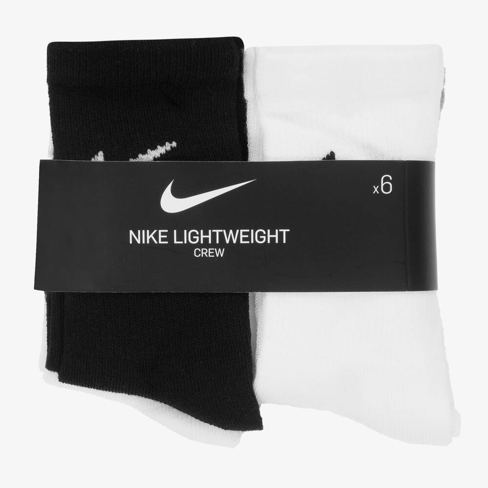 Nike-جوارب قطن جيرسي لون أبيض ورمادي وأسود للأولاد (عدد 6) | Childrensalon