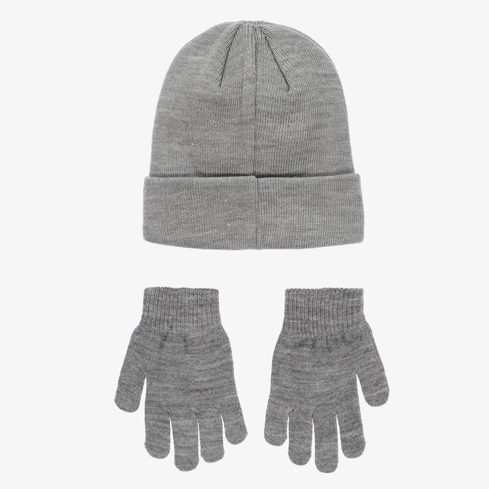Nike-Grey Knitted Hat Set | Childrensalon