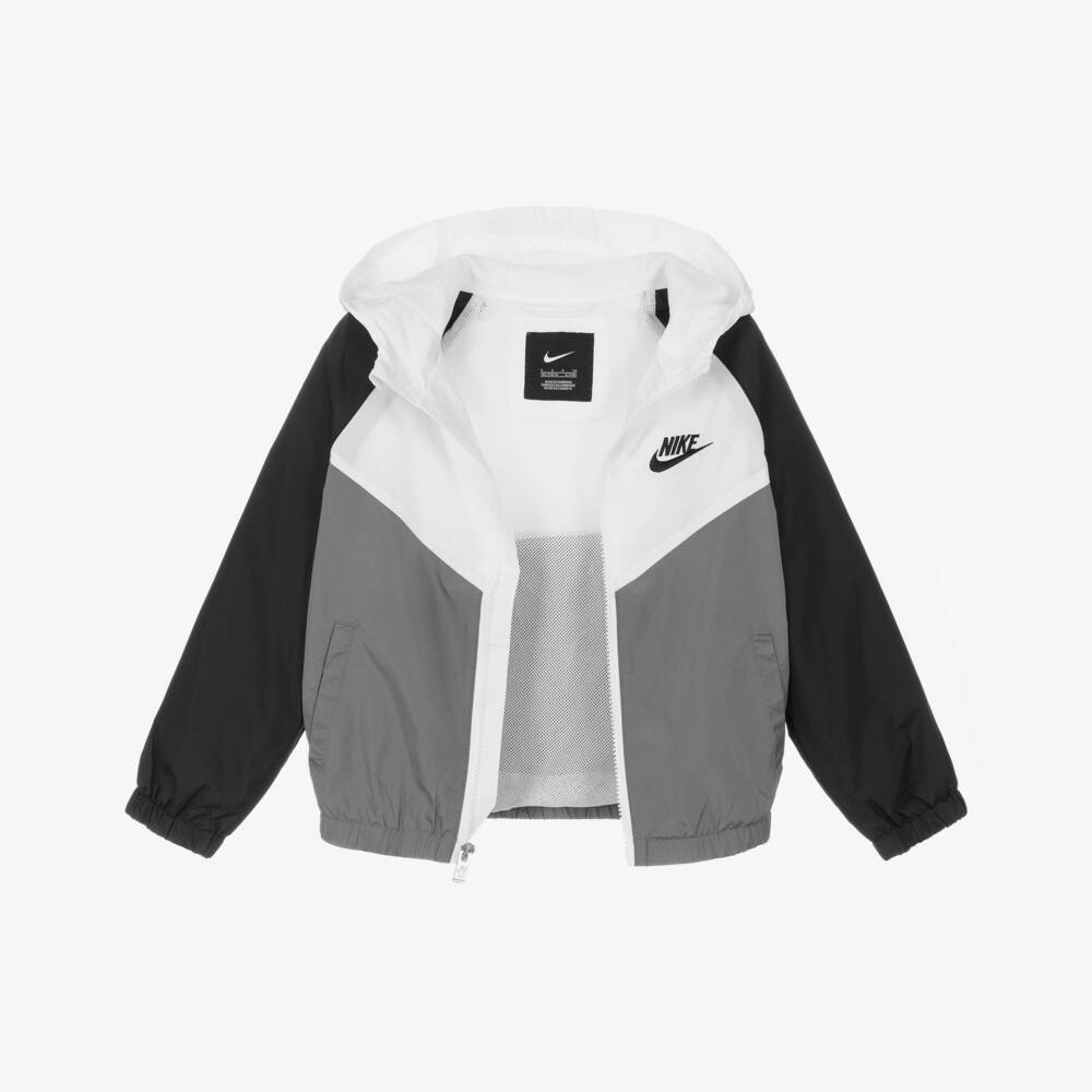 Nike-Grey & White Colourblock Hooded Jacket | Childrensalon