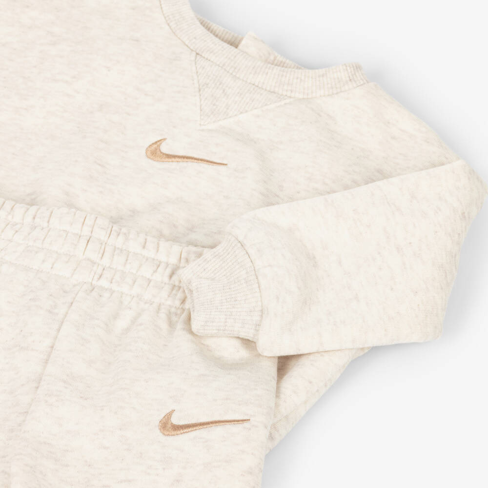 Nike-Ivory Cotton Baby Tracksuit with Embroidered Swoosh Logo | Childrensalon