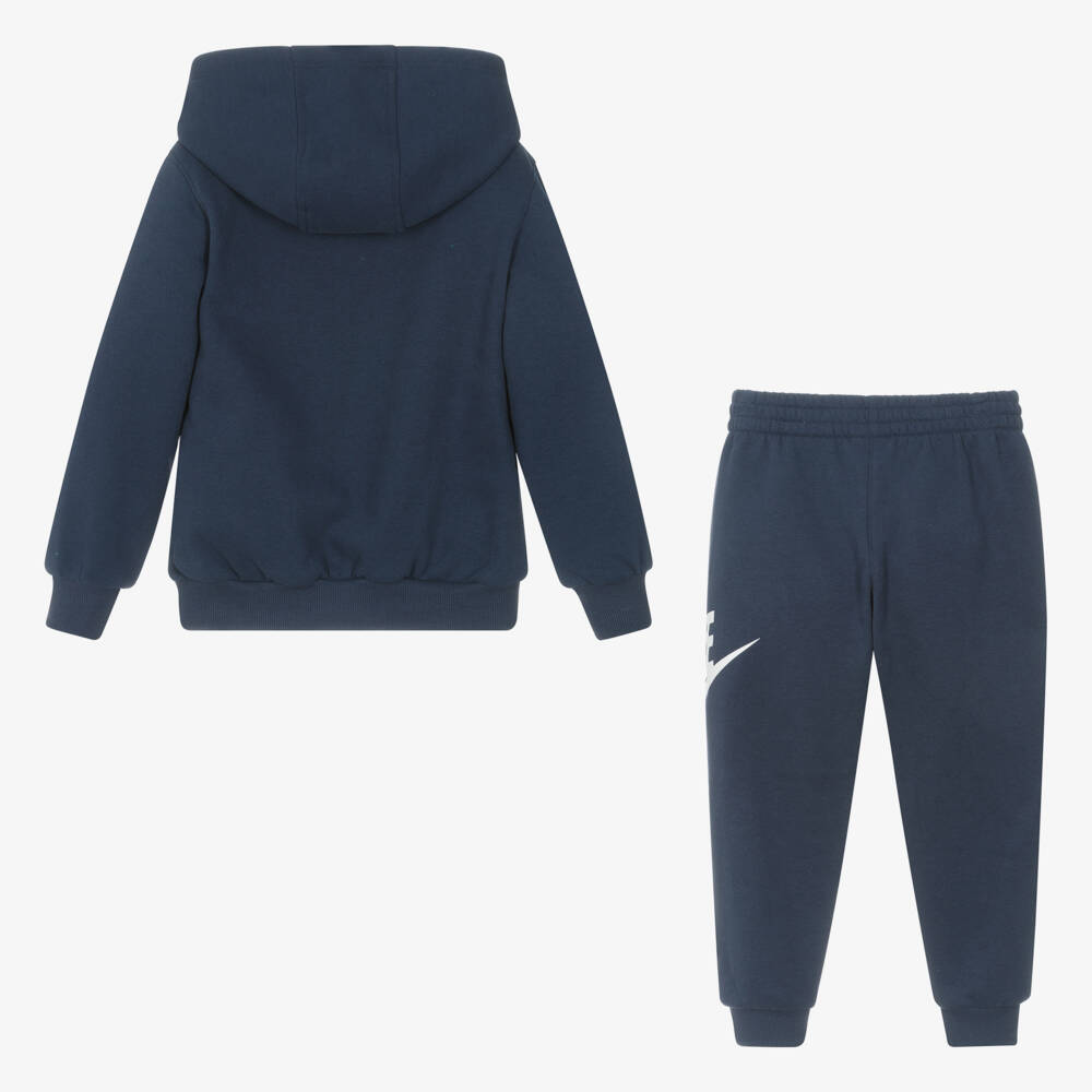 Nike-Navy Blue Cotton Tracksuit With Swoosh Logo | Childrensalon