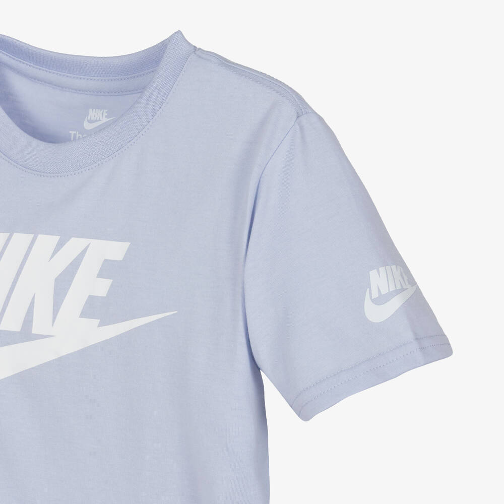 Nike-Pale Blue Swoosh Logo Jersey T-Shirt | Childrensalon