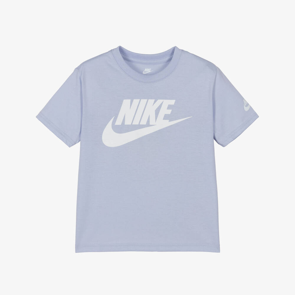 Nike-Pale Blue Swoosh Logo Jersey T-Shirt | Childrensalon