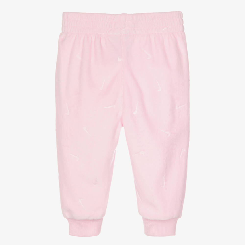 Nike-Pink Velour Babysuit Set with Swoosh Logo | Childrensalon