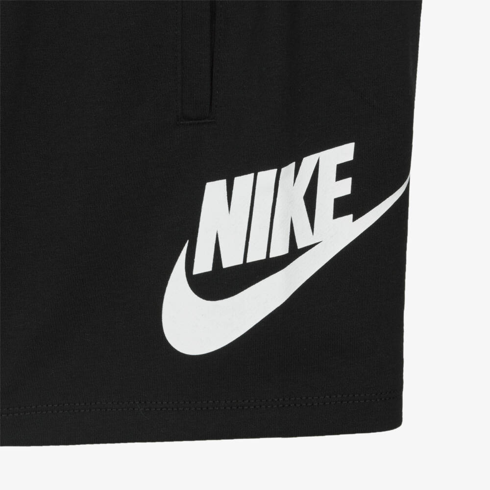 Nike-White & Black Jersey Shorts Set with Swoosh Logo Prints | Childrensalon