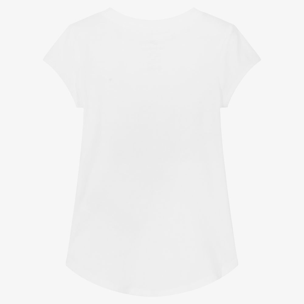 Nike-White & Pink Logo T-Shirt | Childrensalon