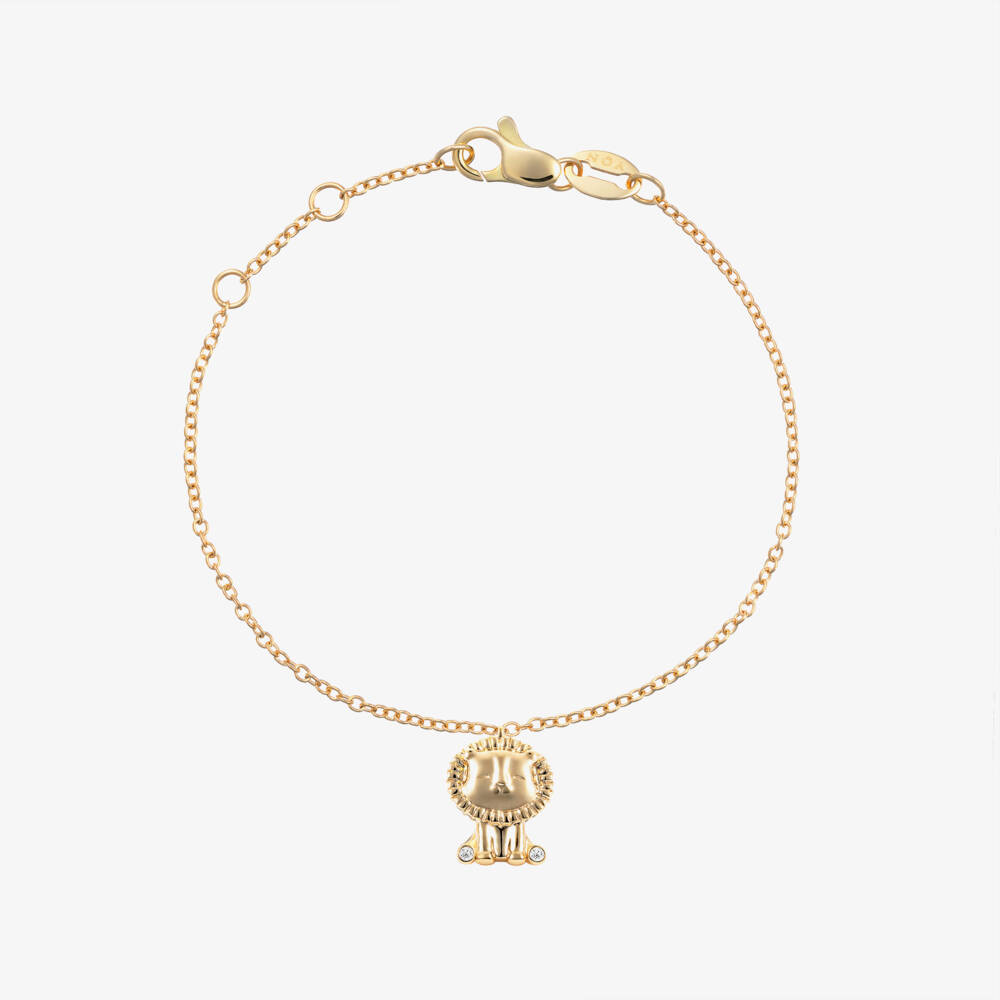 NOA Mini-18kt Yellow Gold & Diamond Lion Bracelet | Childrensalon