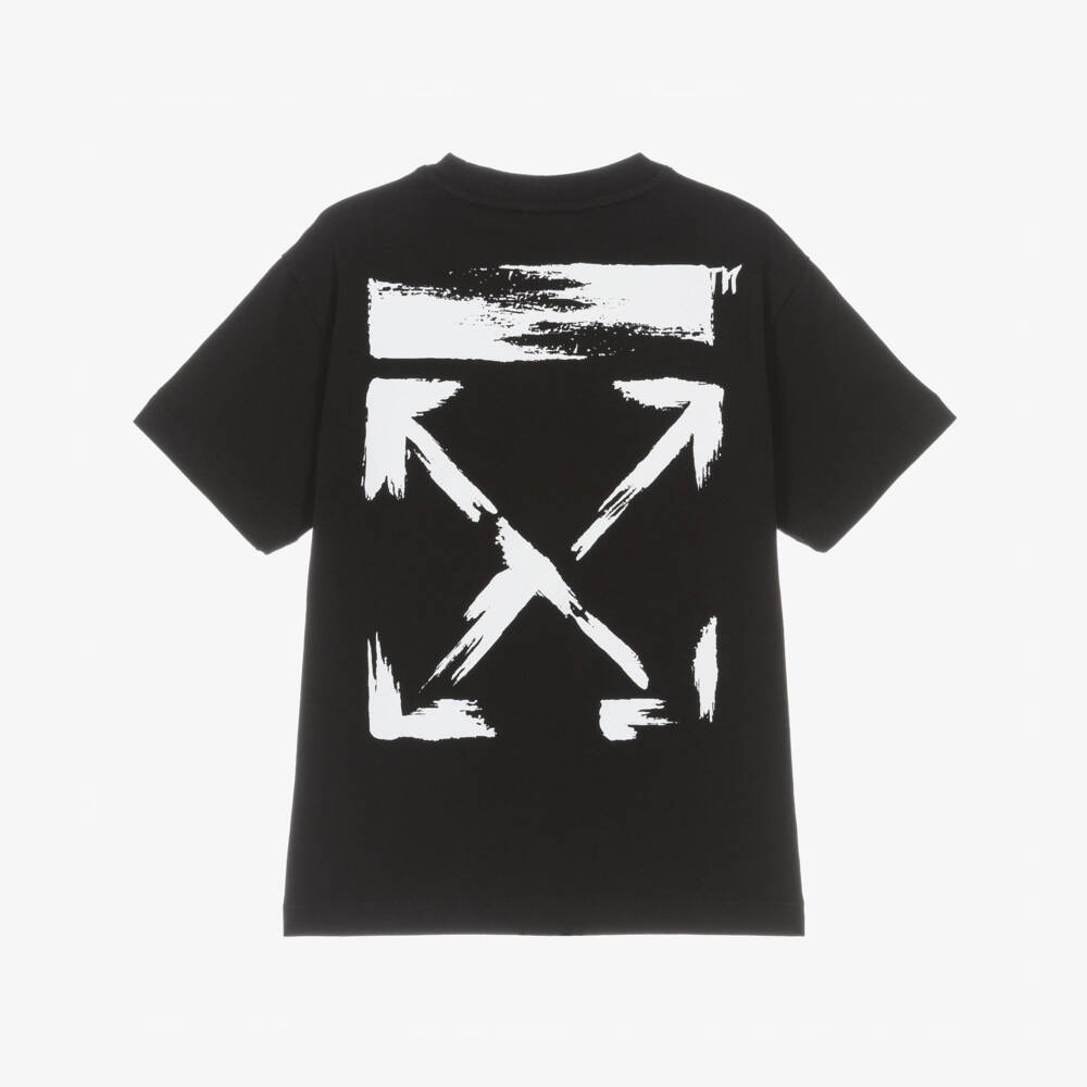 Off-White-Boys Black Cotton Arrow Logo T-Shirt | Childrensalon