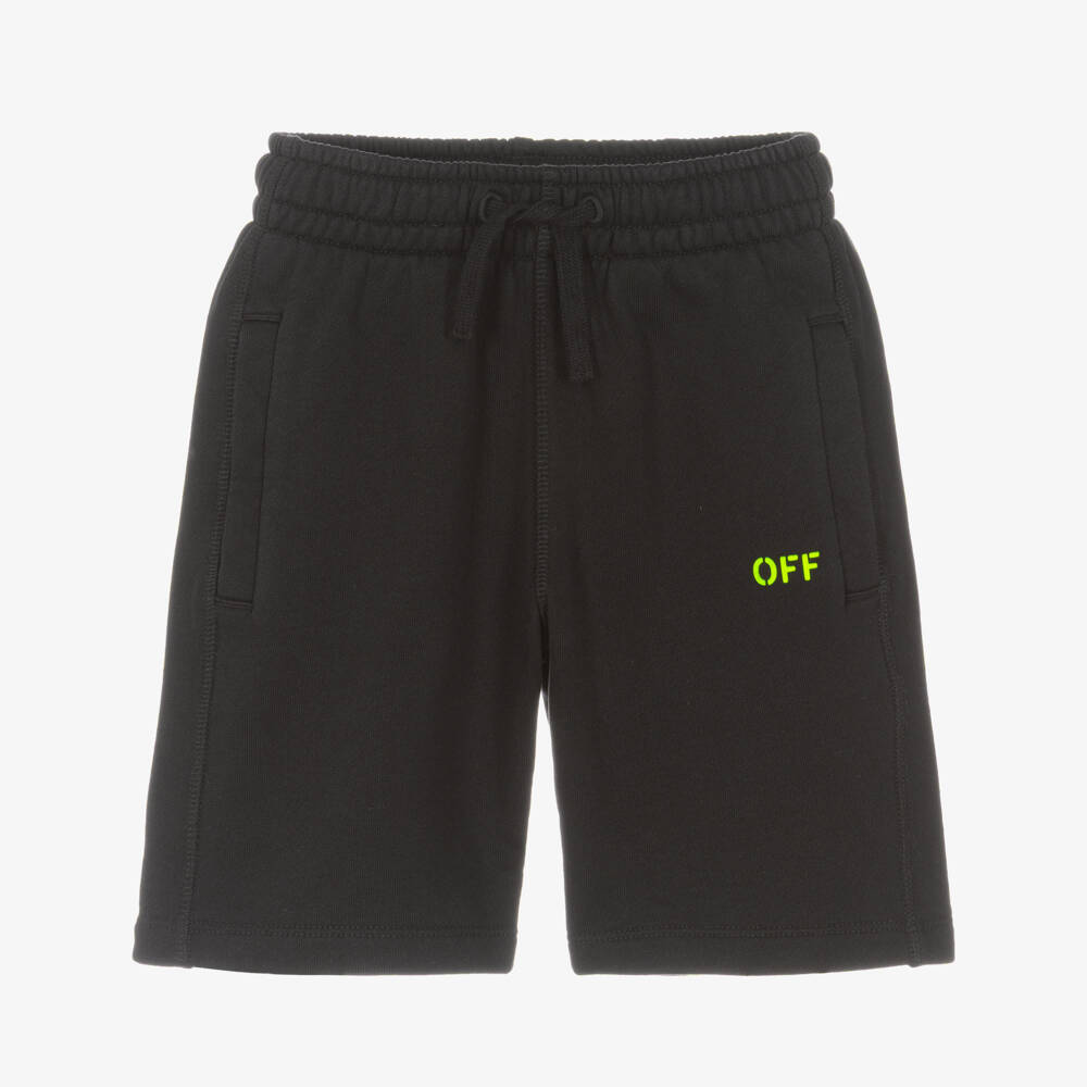 Off-White-Boys Black Cotton Diagonal Logo T-Shirt | Childrensalon