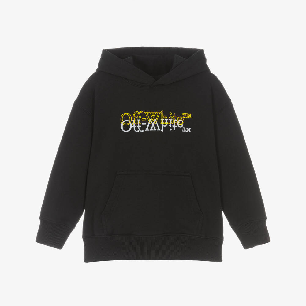 Off-White-Boys Black Mirror Bookish Logo Hoodie | Childrensalon