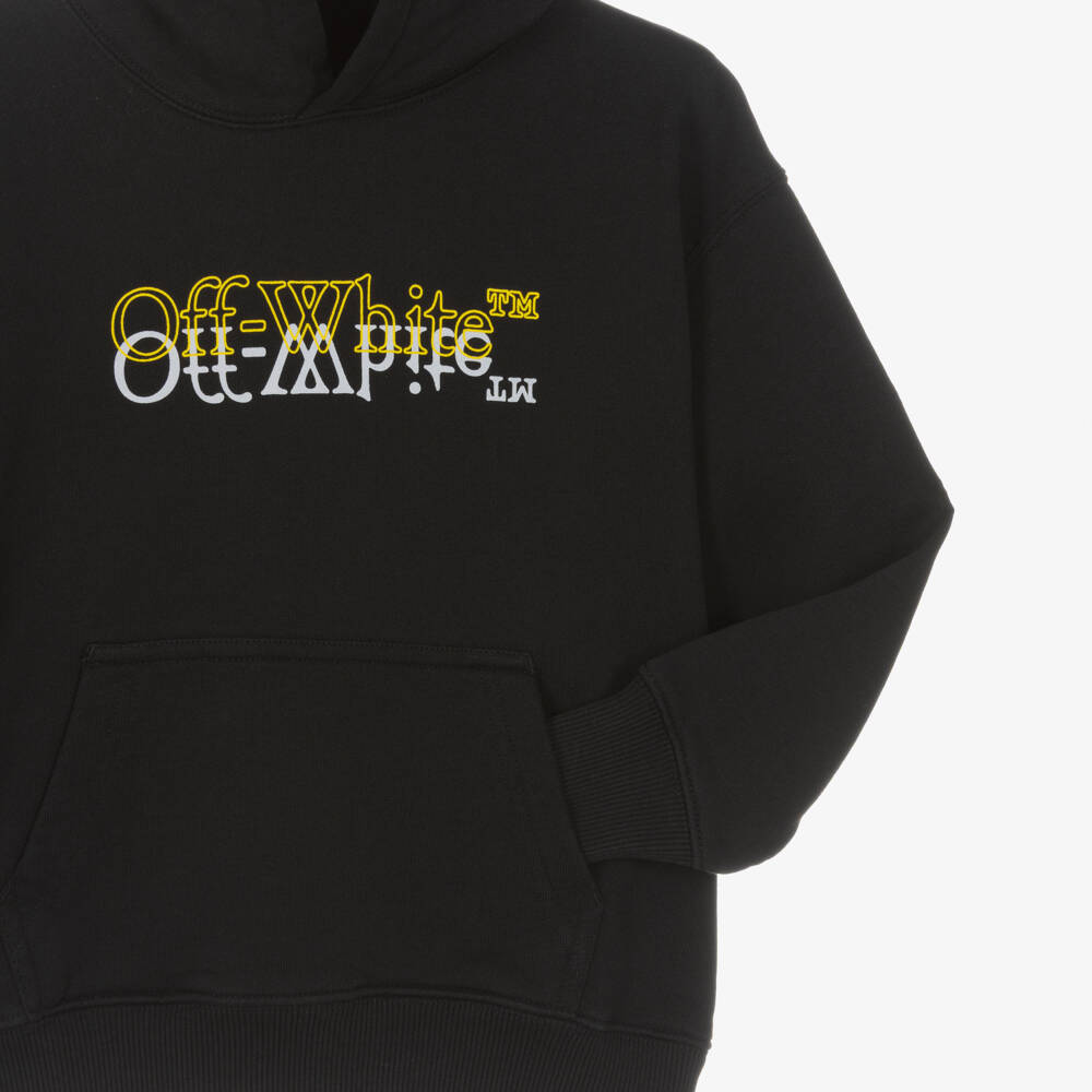 Off-White-Boys Black Mirror Bookish Logo Hoodie | Childrensalon