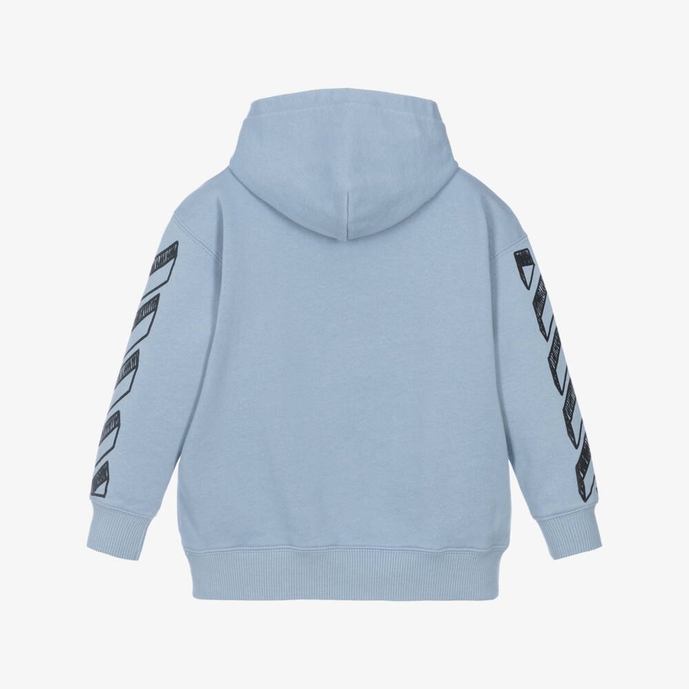 Off-White-توب بشعار مائل قطن لون أزرق للأولاد | Childrensalon