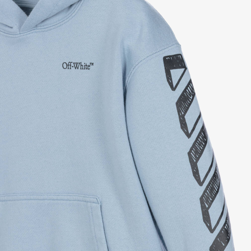 Off-White-توب بشعار مائل قطن لون أزرق للأولاد | Childrensalon