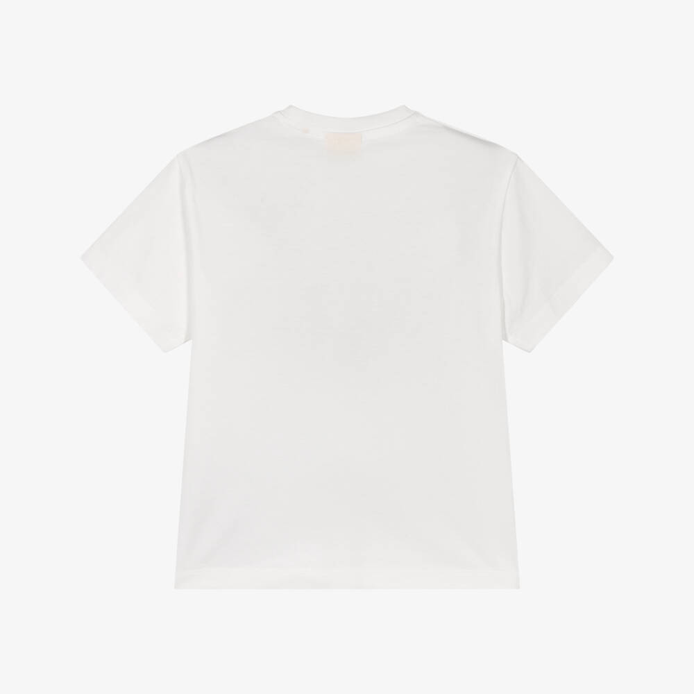 Off-White-Boys Ivory Cotton Bookish Splat Logo T-Shirt | Childrensalon