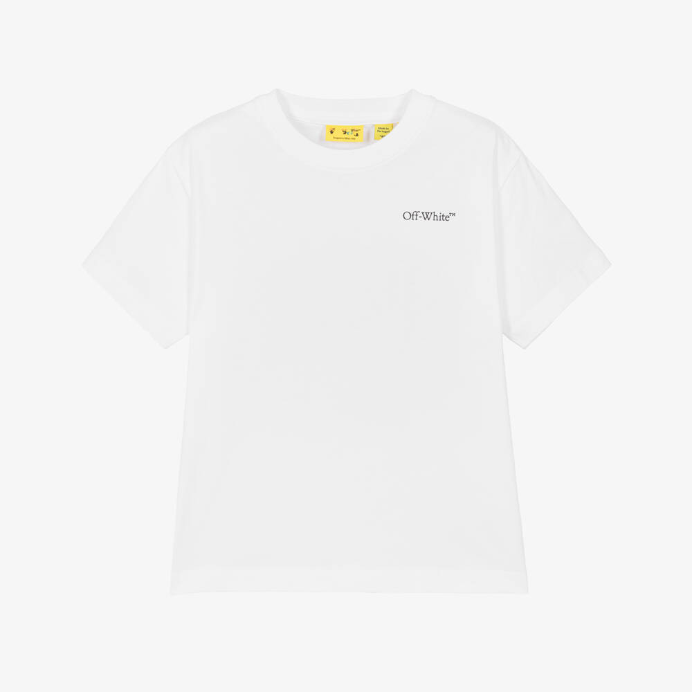 Off-White-Boys White Cotton Abstract Arrow Logo T-Shirt  | Childrensalon