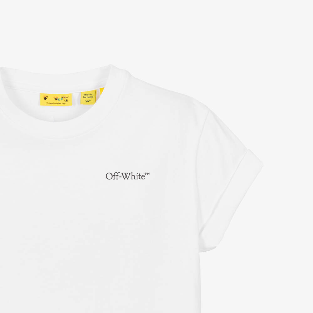 Off-White-Boys White Cotton Abstract Arrow Logo T-Shirt | Childrensalon