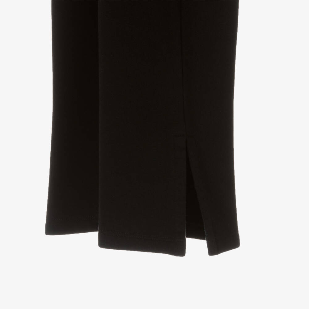 Off-White-Girls Black Cotton Wide Leg Joggers with Bookish Logo | Childrensalon