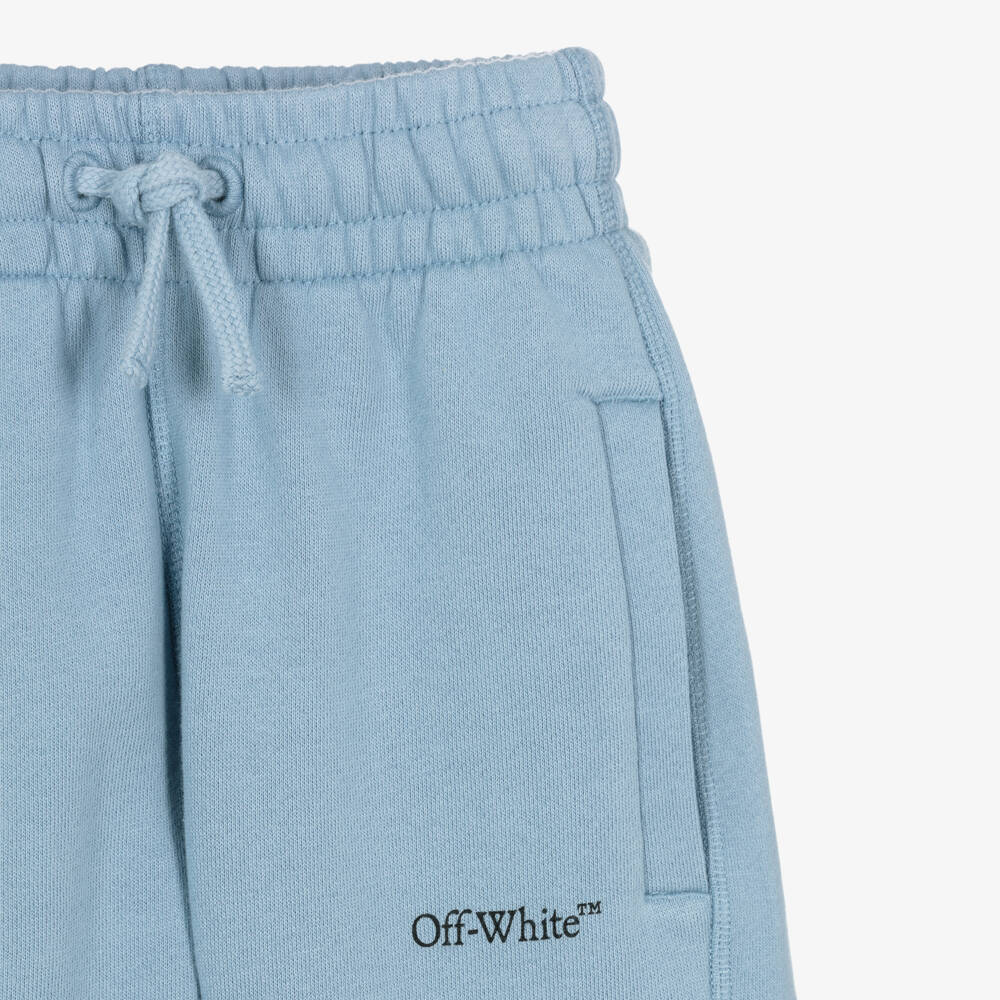 Off-White-Girls Blue Cotton Jersey Joggers | Childrensalon