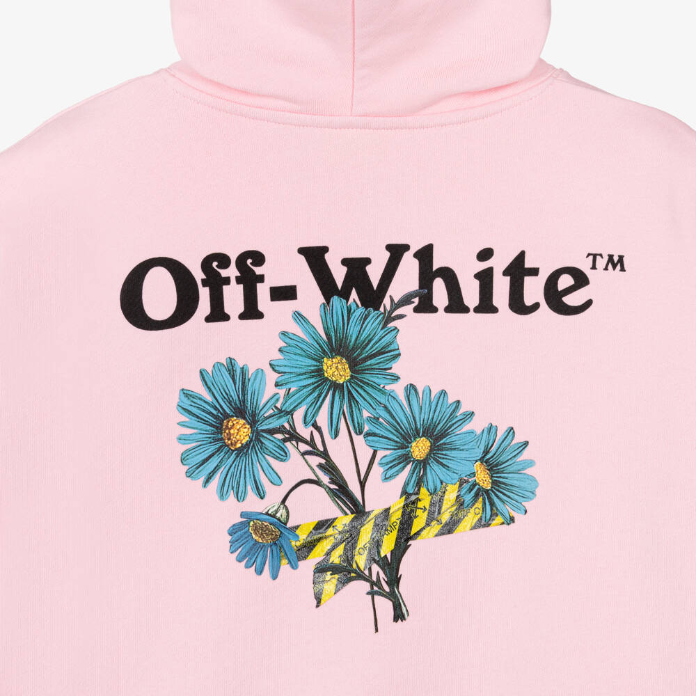 Off-White-هودي بشعار ديزي قطن لون زهري للبنات | Childrensalon