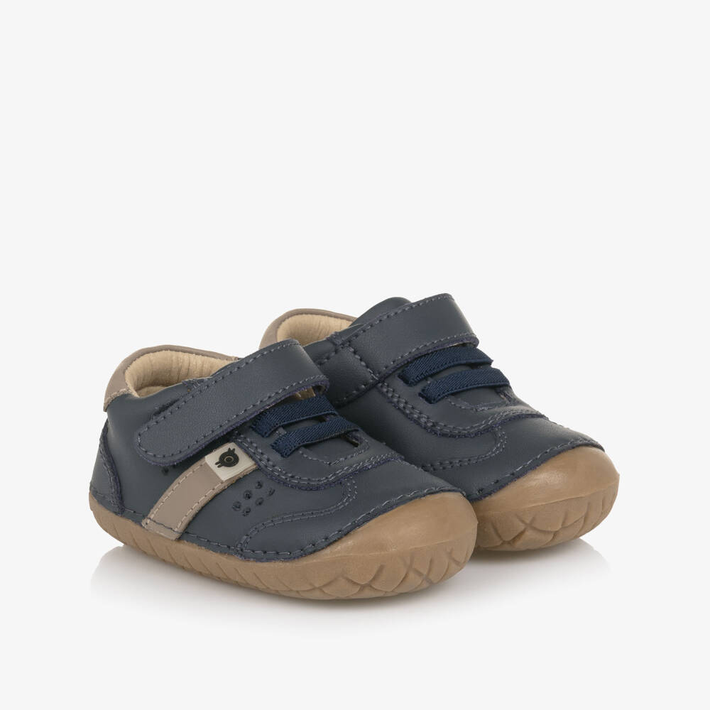 Old Soles-Baby Boys Blue Leather First Walkers | Childrensalon