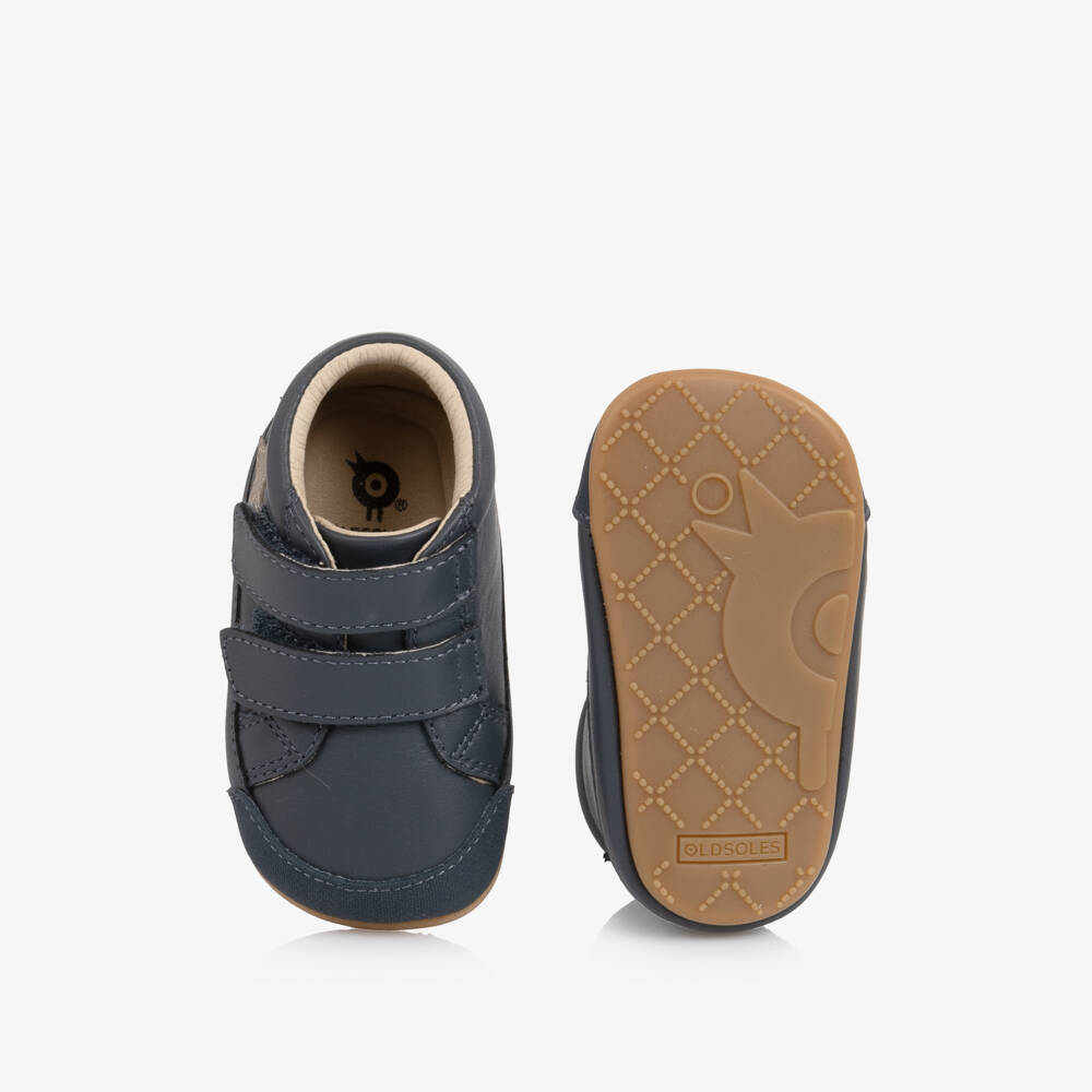 Old Soles-Baby Boys Navy First Walker Leather Trainers | Childrensalon