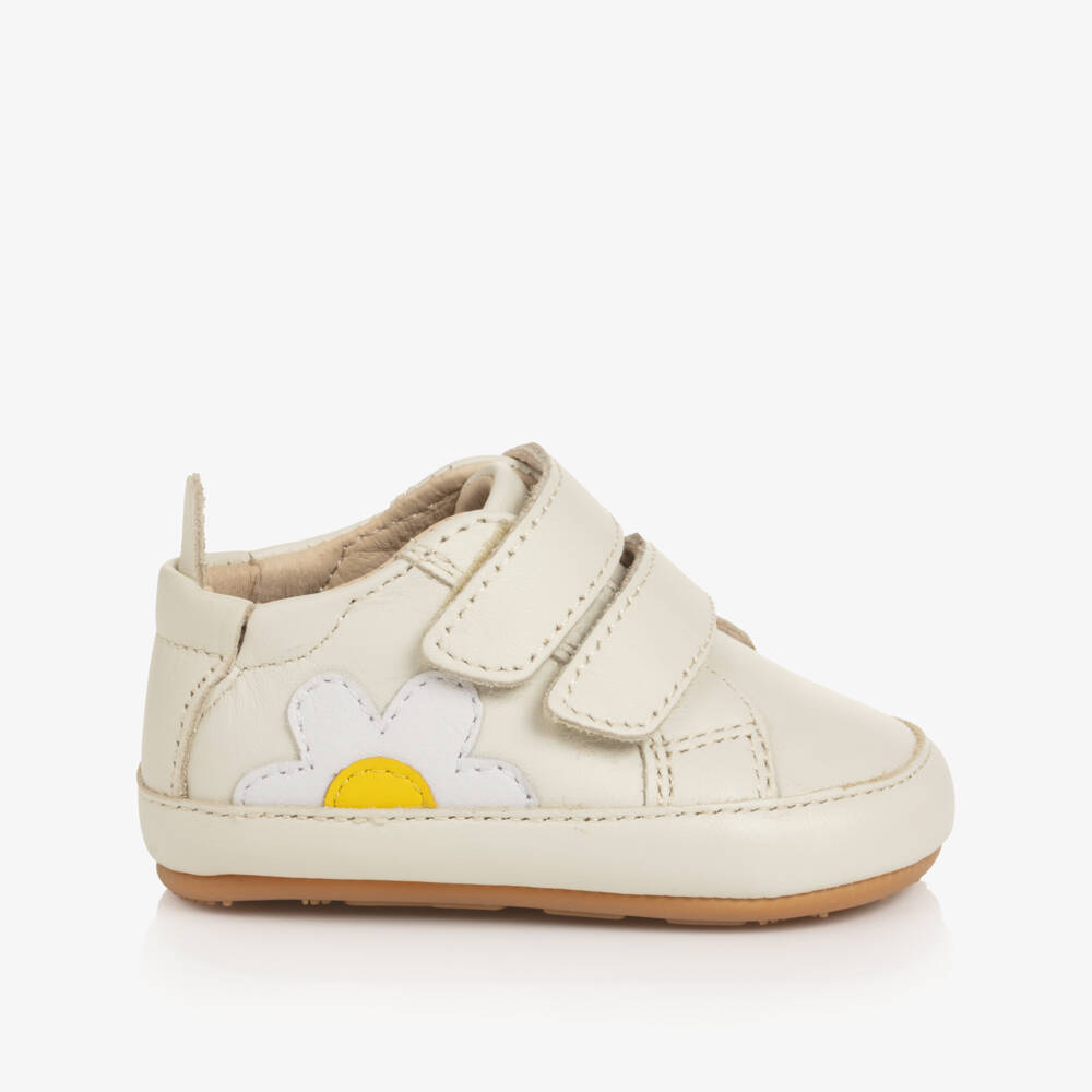 Old Soles-Кремовые пинетки с ромашкой для малышек | Childrensalon