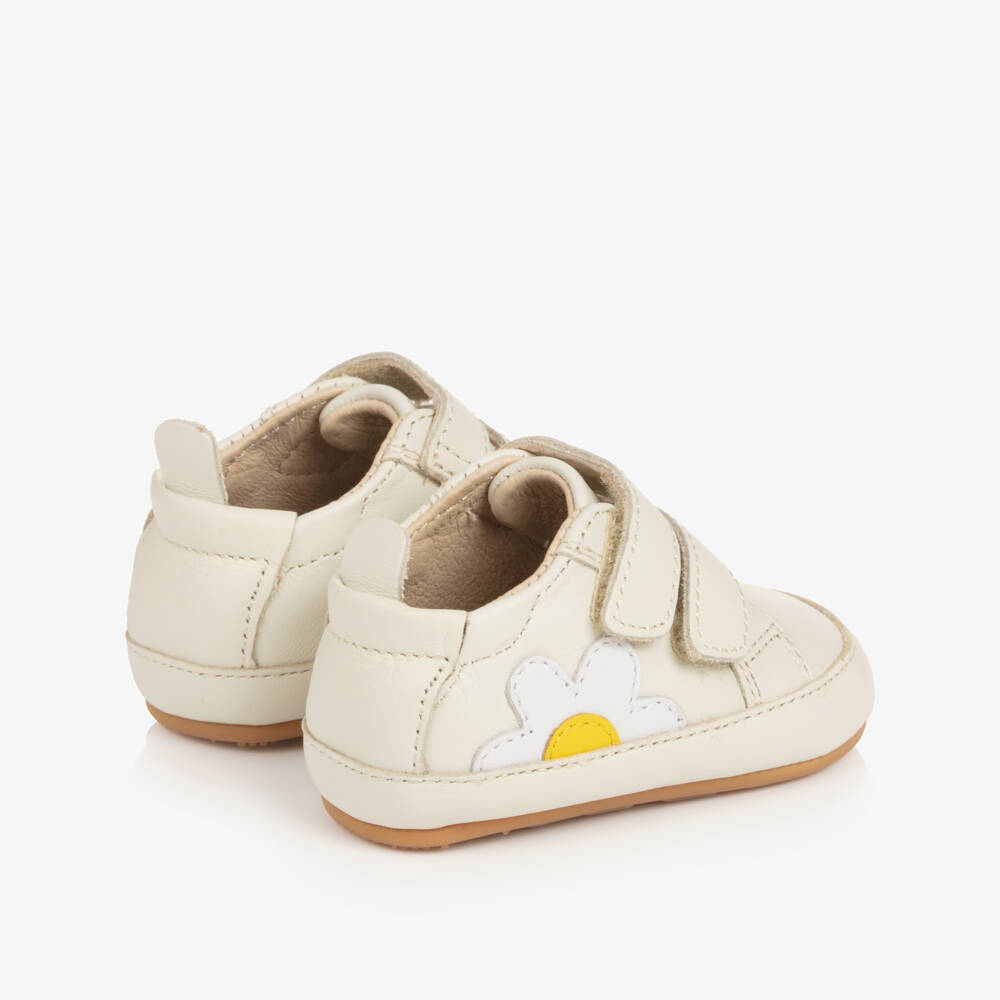 Old Soles-Кремовые пинетки с ромашкой для малышек | Childrensalon