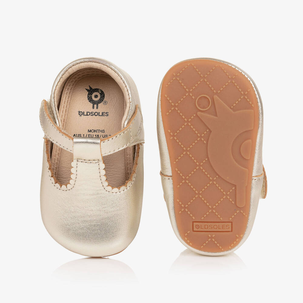 Old Soles-Baby Girls Metallic Gold Leather Pre-Walker Shoes | Childrensalon
