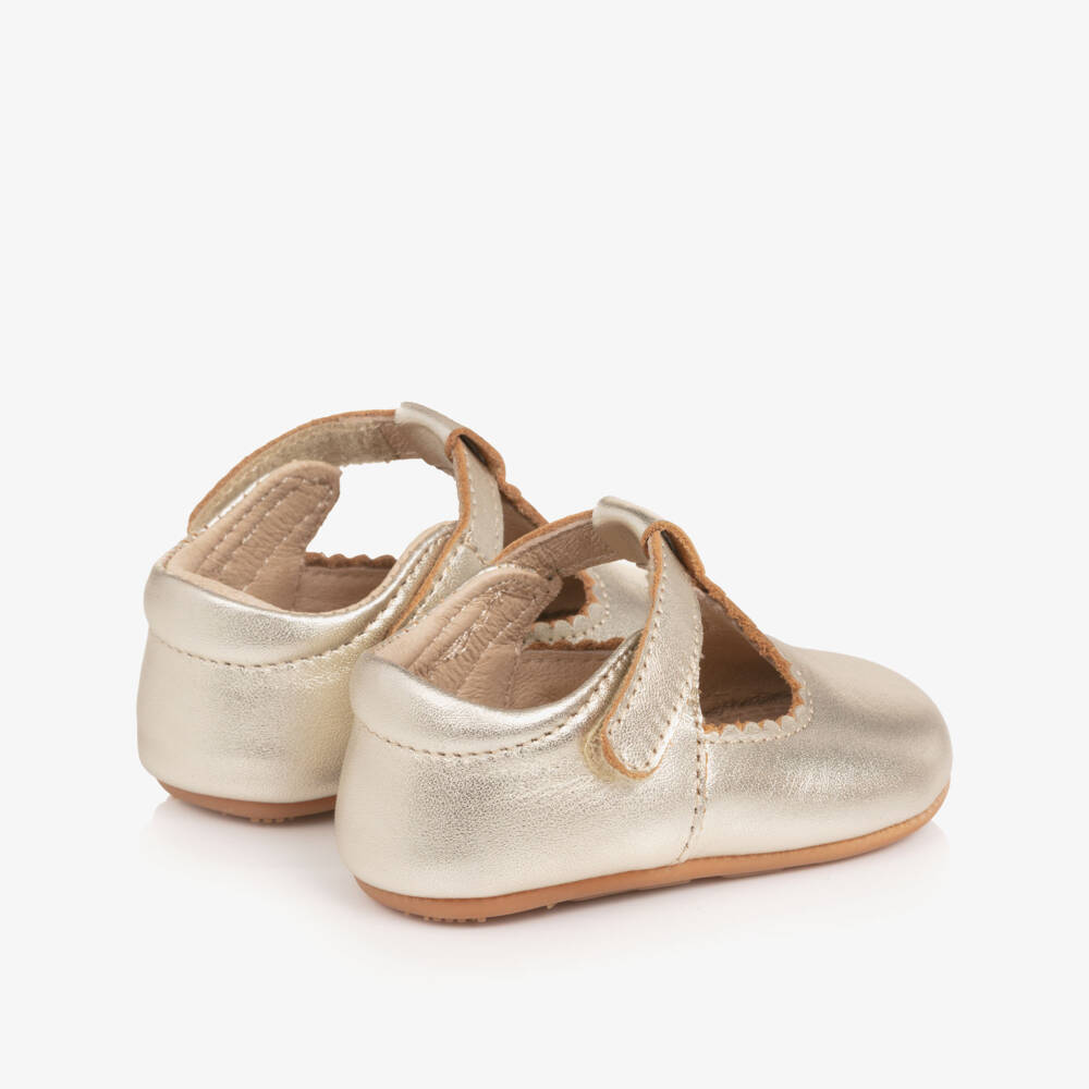 Old Soles-Baby Girls Metallic Gold Leather Pre-Walker Shoes | Childrensalon