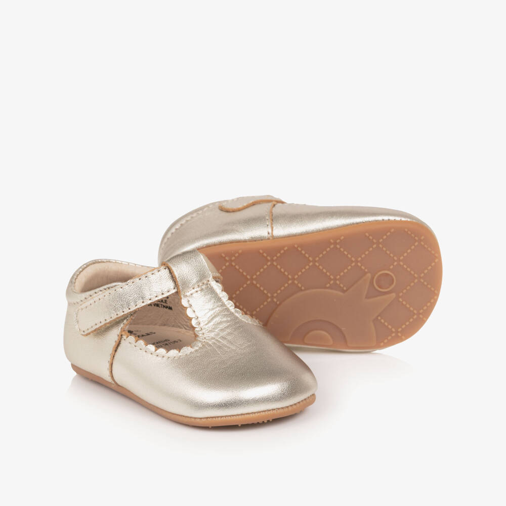 Old Soles-Baby Girls Metallic Gold Leather Pre-Walker Shoes | Childrensalon