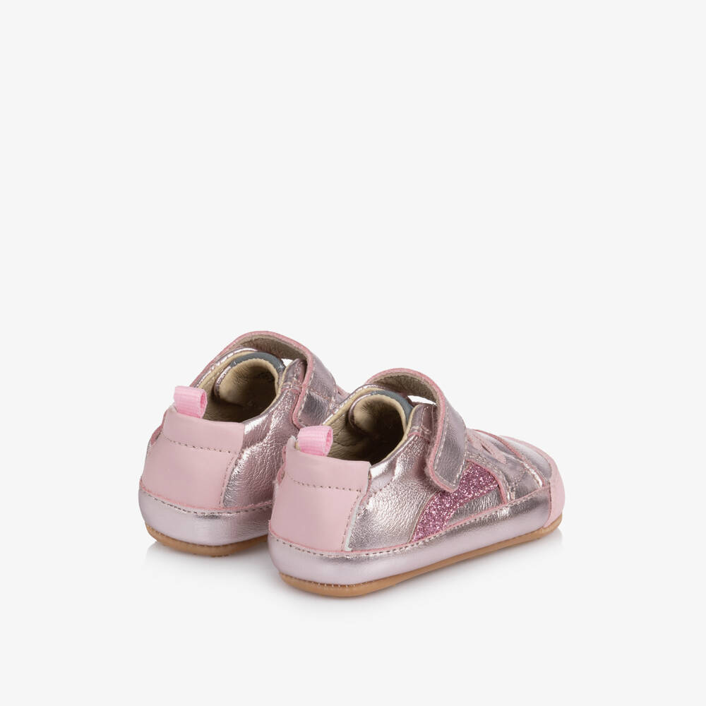 Old Soles-Baby Girls Metallic Pink First Walker Leather Shoes | Childrensalon