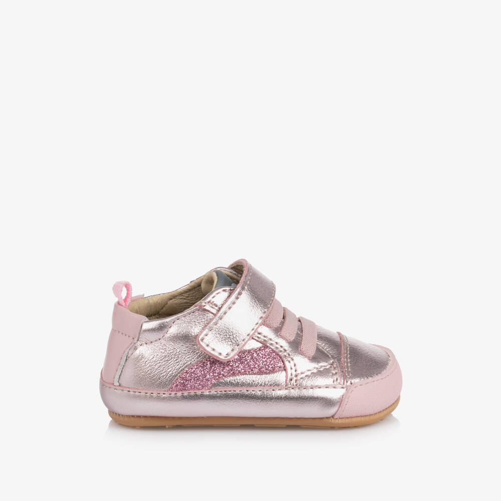 Old Soles-Baby Girls Metallic Pink First Walker Leather Shoes | Childrensalon