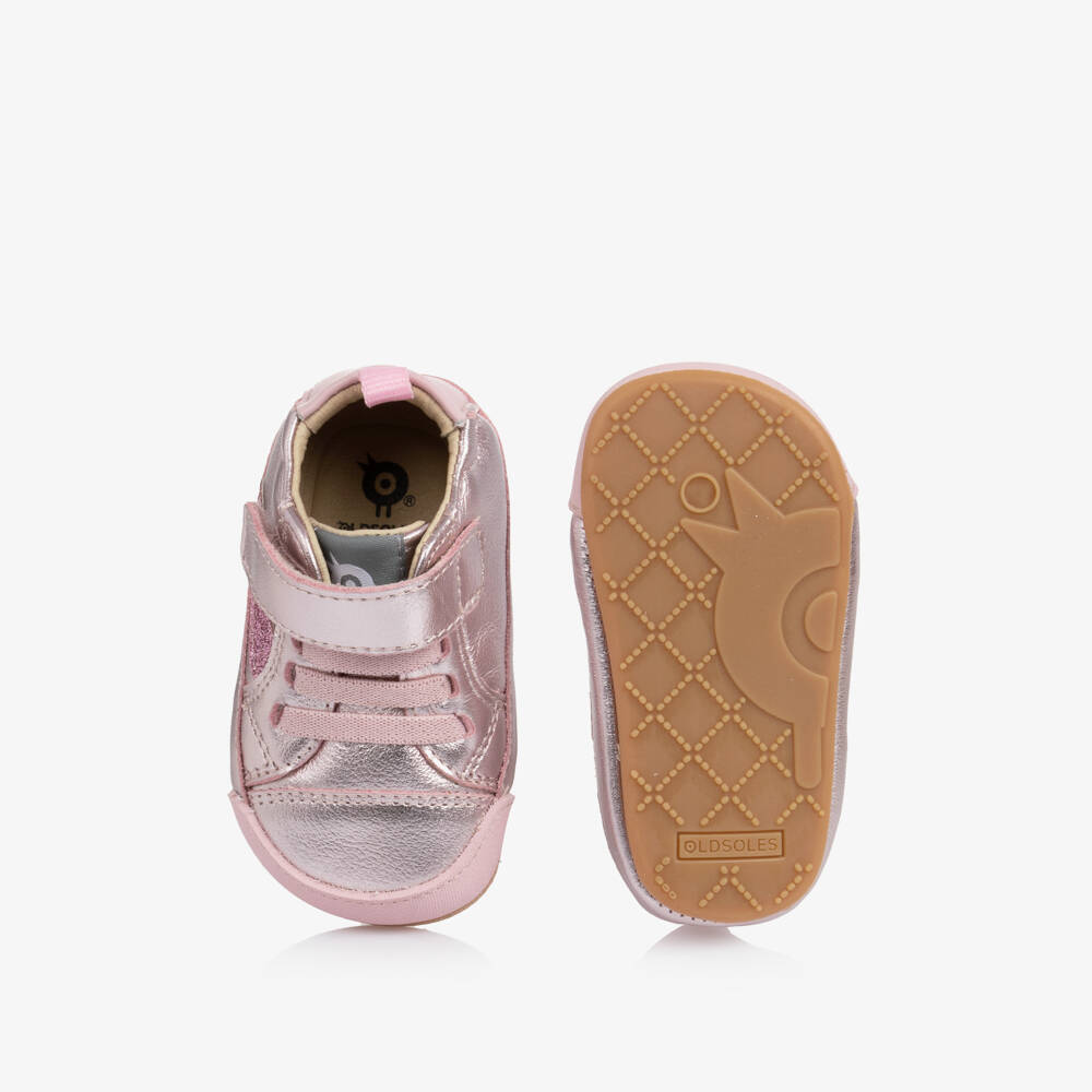 Old Soles-Baby Girls Metallic Pink First Walker Leather Shoes | Childrensalon
