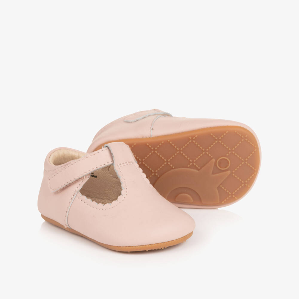 Old Soles-Baby Girls Pale Pink Leather Pre-Walker Shoes | Childrensalon