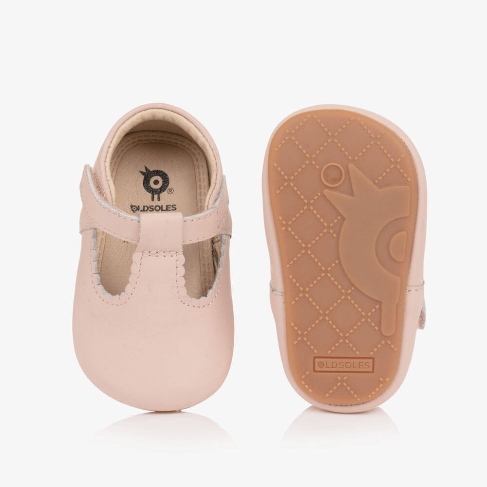 Old Soles-Baby Girls Pale Pink Leather Pre-Walker Shoes | Childrensalon