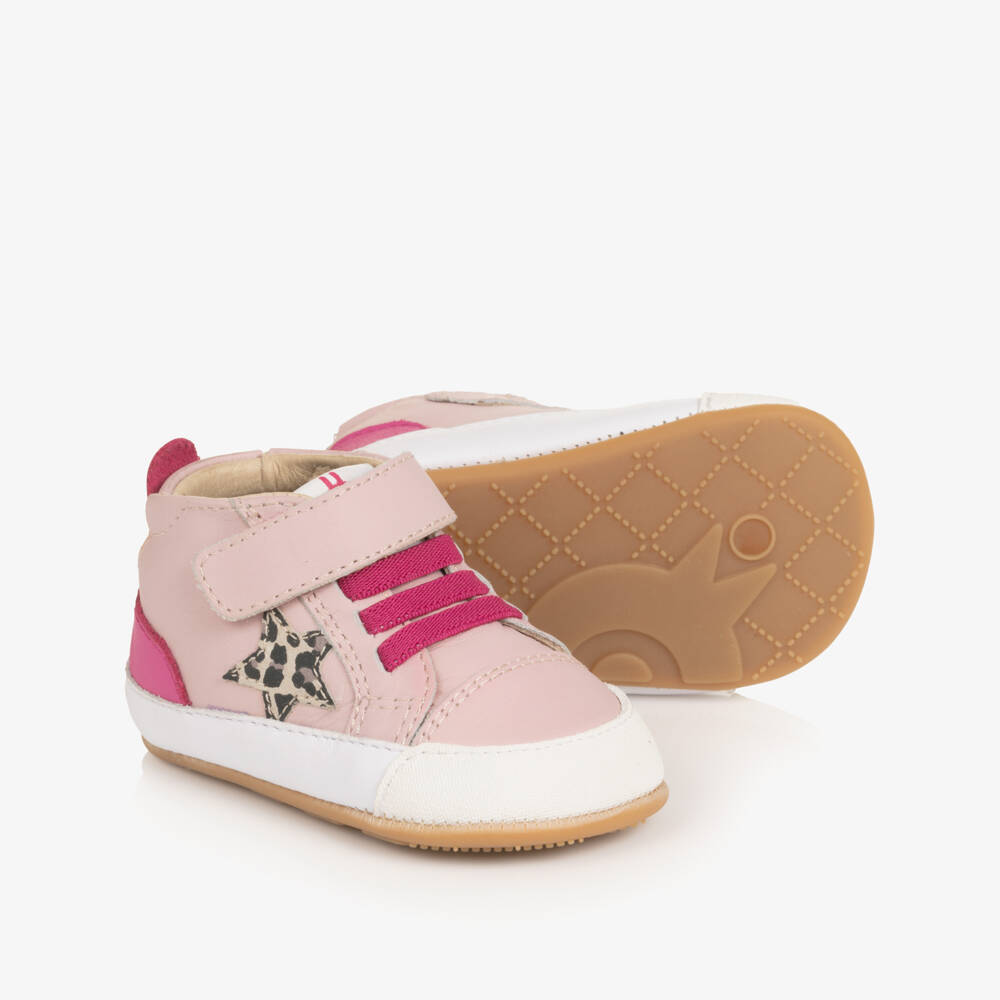 Old Soles-Baby Girls Pink Leather Pre-Walker Trainers | Childrensalon