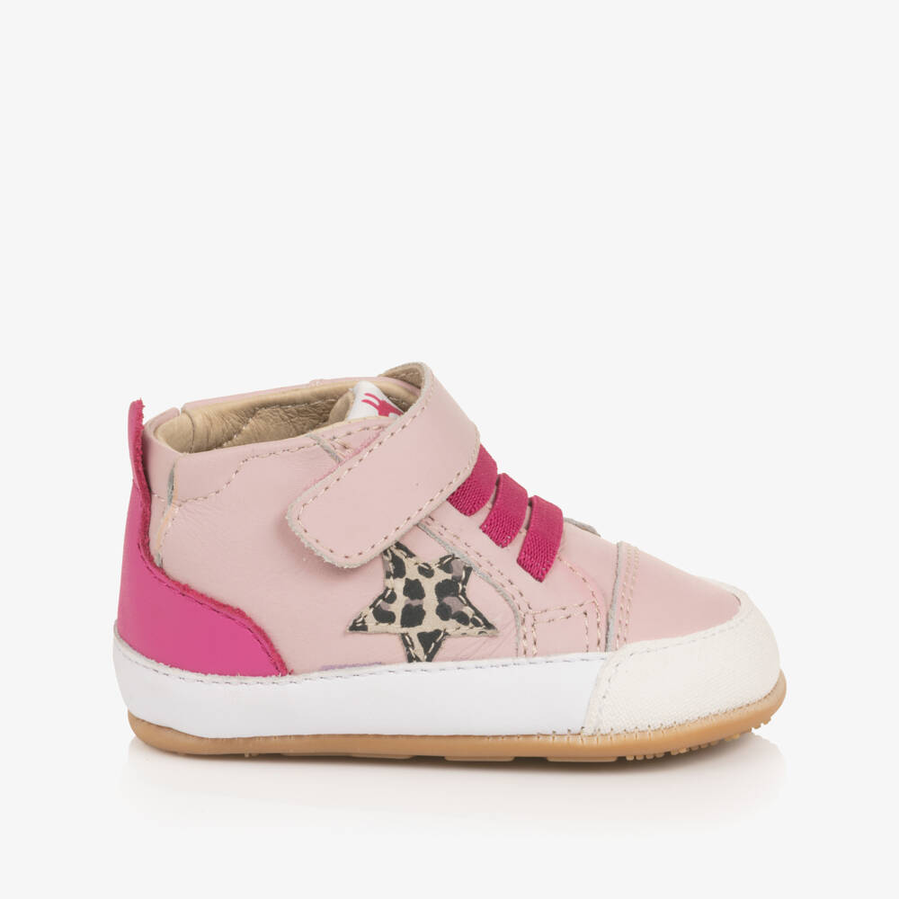 Old Soles-Baby Girls Pink Leather Pre-Walker Trainers | Childrensalon