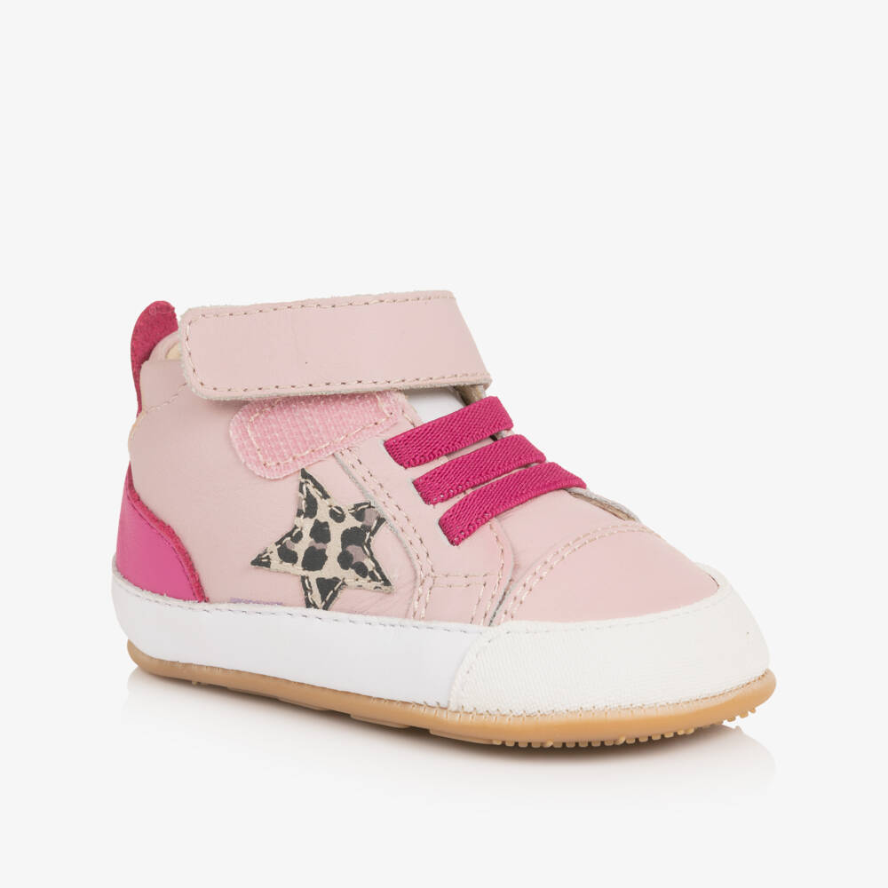 Old Soles-Baby Girls Pink Leather Pre-Walker Trainers | Childrensalon