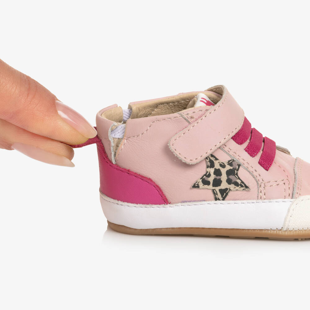 Old Soles-Baby Girls Pink Leather Pre-Walker Trainers | Childrensalon