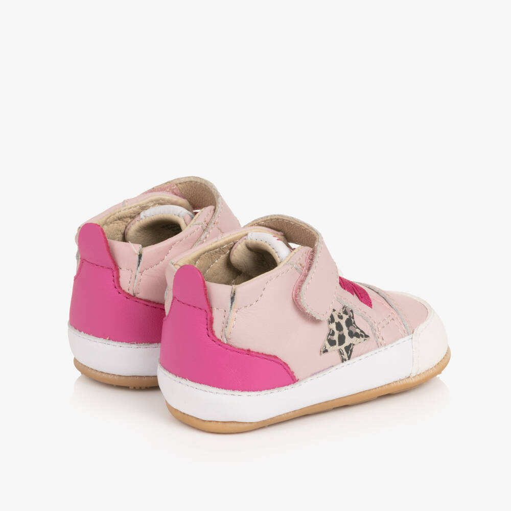 Old Soles-Baby Girls Pink Leather Pre-Walker Trainers | Childrensalon