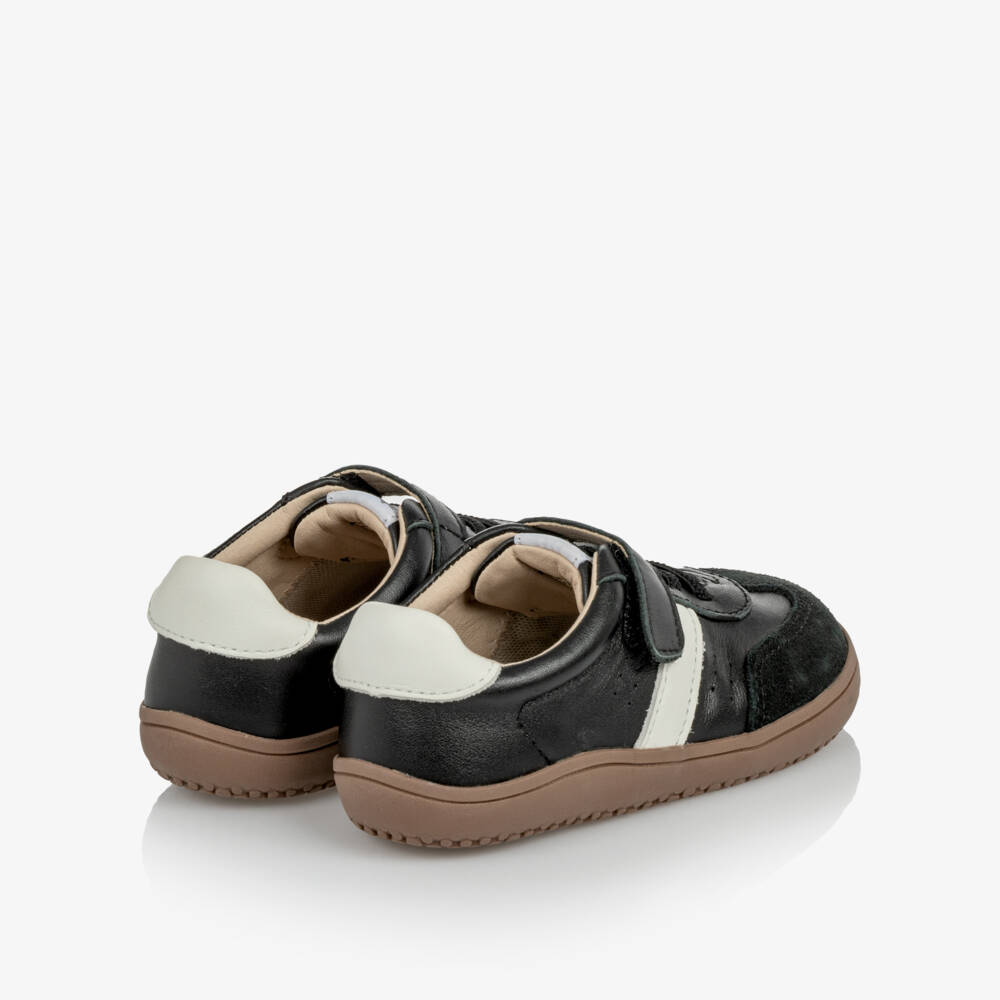 Old Soles-Boys Black & White Leather Barewalk Trainers | Childrensalon