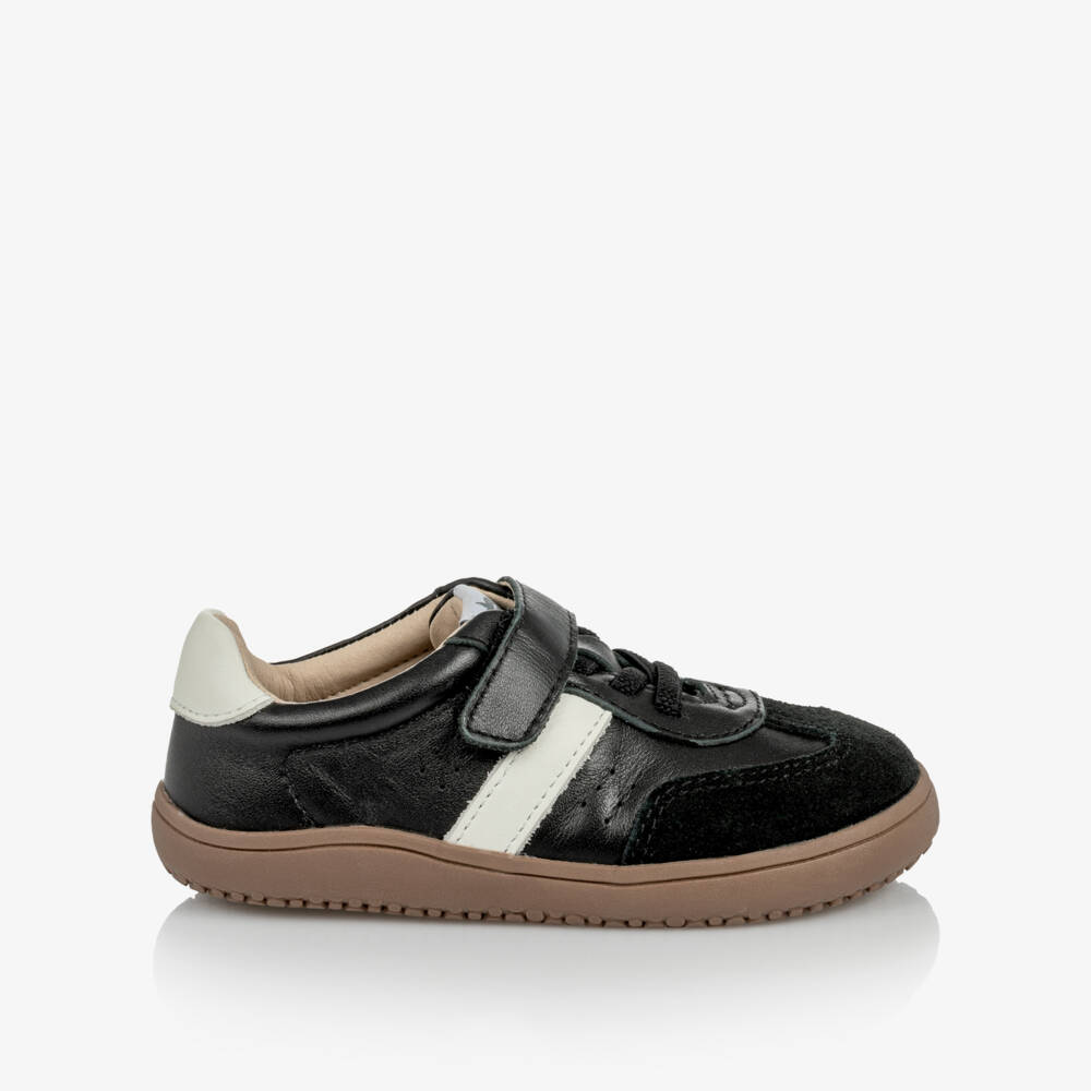 Old Soles-Boys Black & White Leather Barewalk Trainers | Childrensalon
