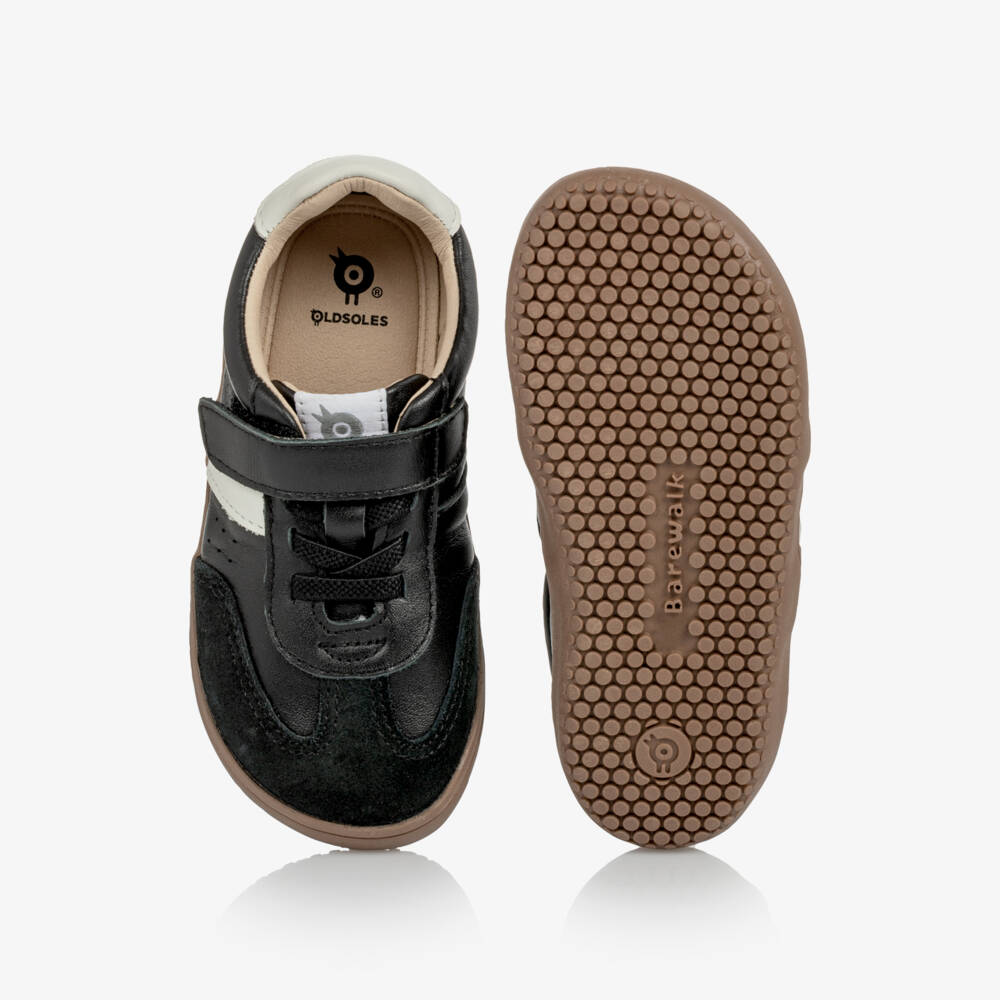 Old Soles-Boys Black & White Leather Barewalk Trainers | Childrensalon