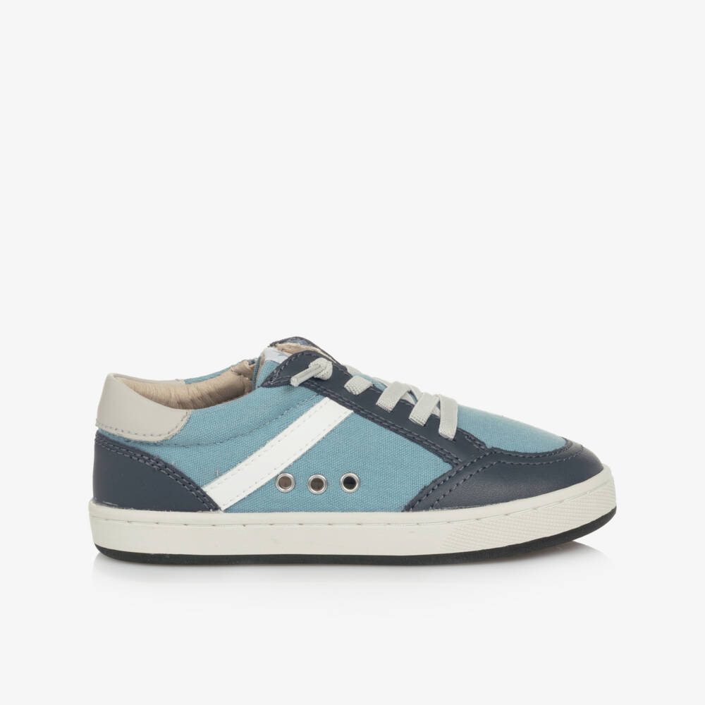 Old Soles-Boys Blue Leather & Canvas Trainers | Childrensalon