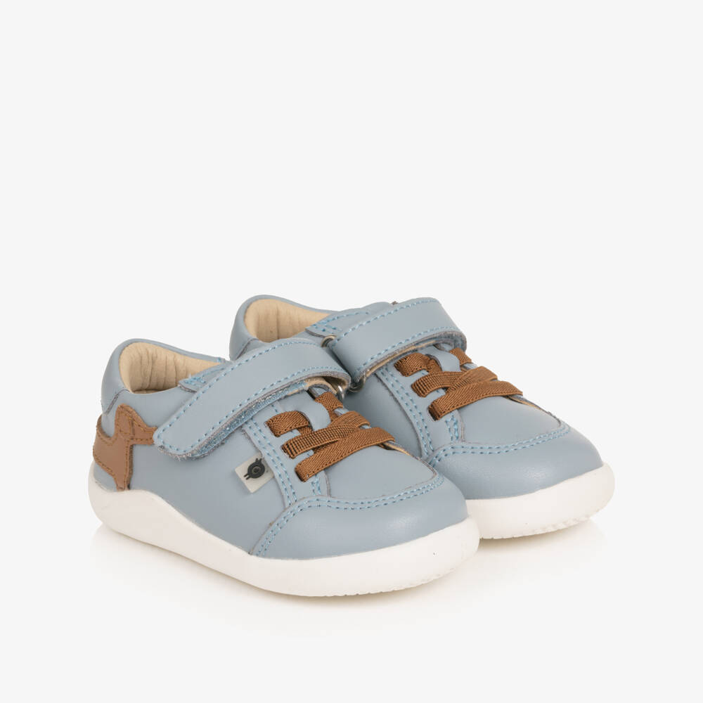 Old Soles-Boys Blue Leather First Walker Dachshund Trainers | Childrensalon